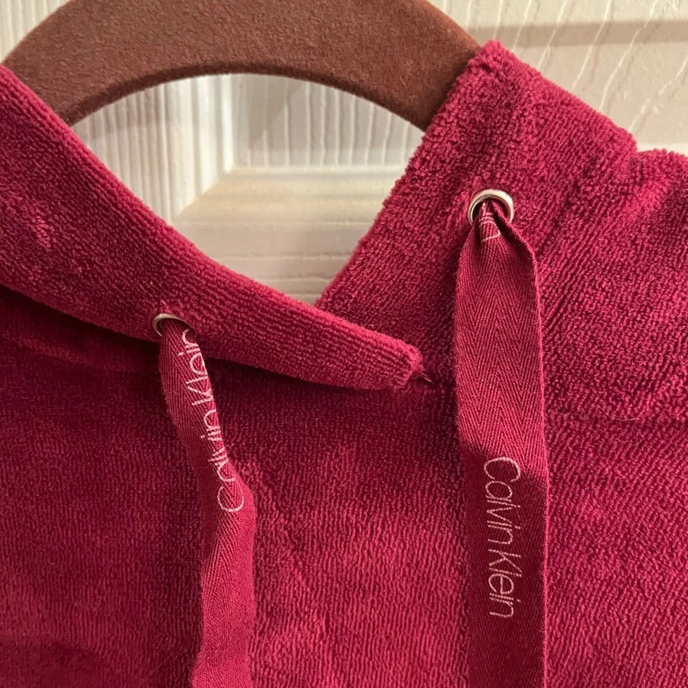 CALVIN KLEIN~WINE VELOUR HOODIE~ S - Picture 3 of 10